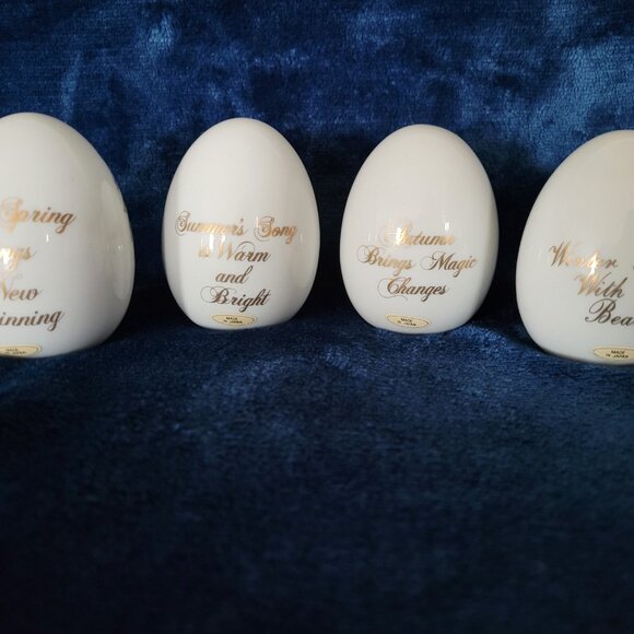 Vintage AVON Four Seasons Porcelain Eggs Birds Spring Summer Autumn Winter 1984 - Picture 2 of 10